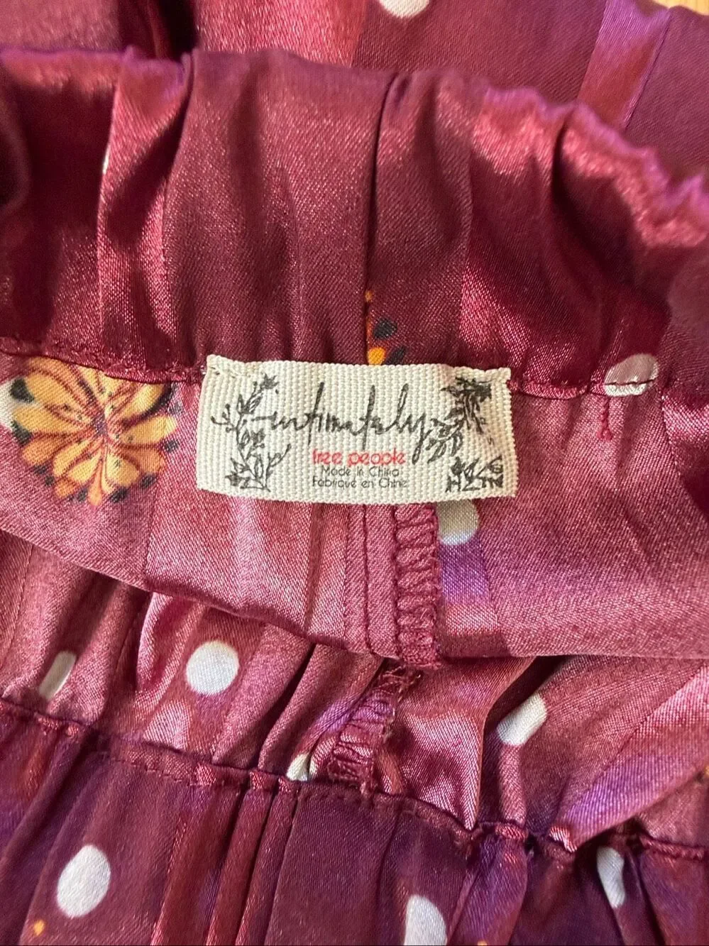 Free People Party Sleep Pajama Pants Wine Combo Color Small bottoms only